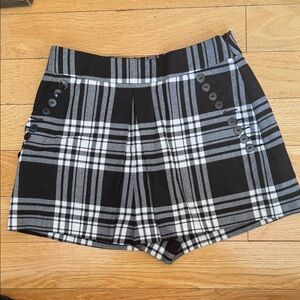 Alexander Wang Black and White Plaid High Waist Shorts